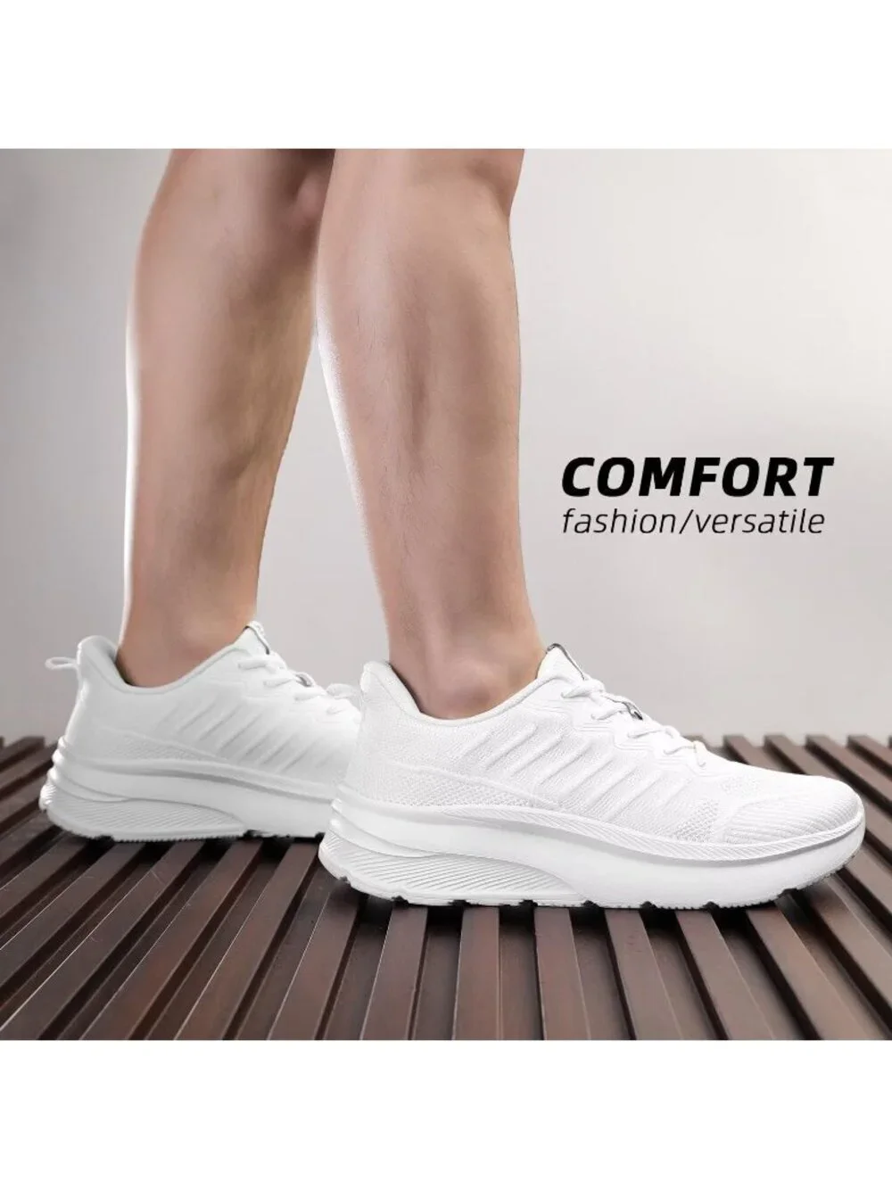 Men's White Wide Walking Shoes Soft Sole Non Slip Running Comfortable Tennis